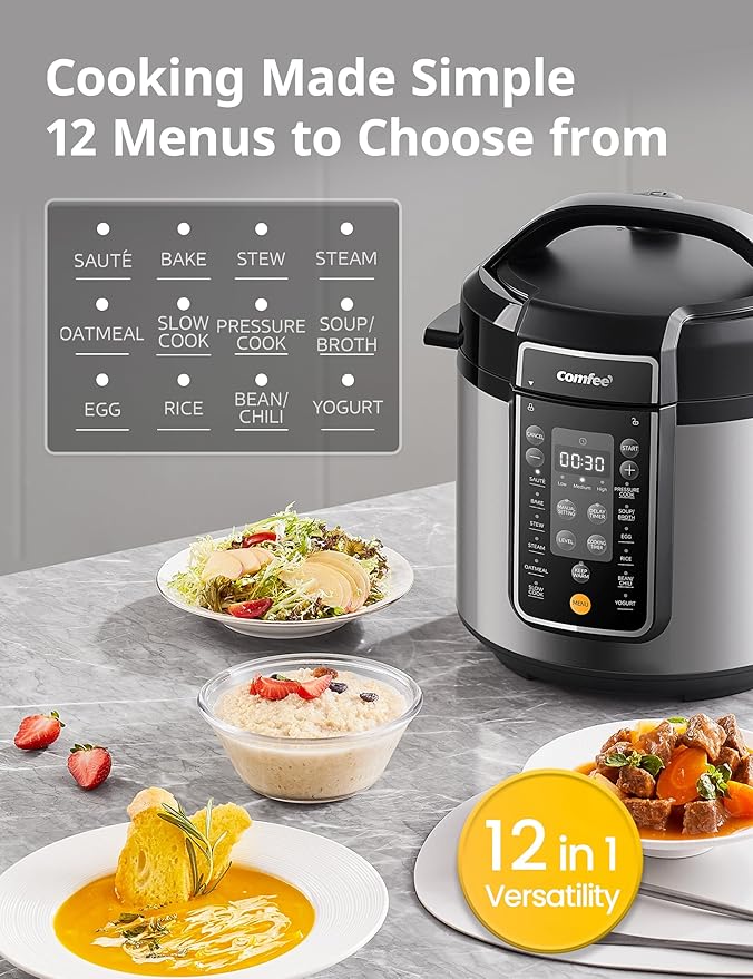 Open Box Deal – COMFEE’ 6-Quart Multi-Functional Pressure Cooker with 13 Cooking Presets and Healthy Ceramic Inner Pot (Like New Condition)