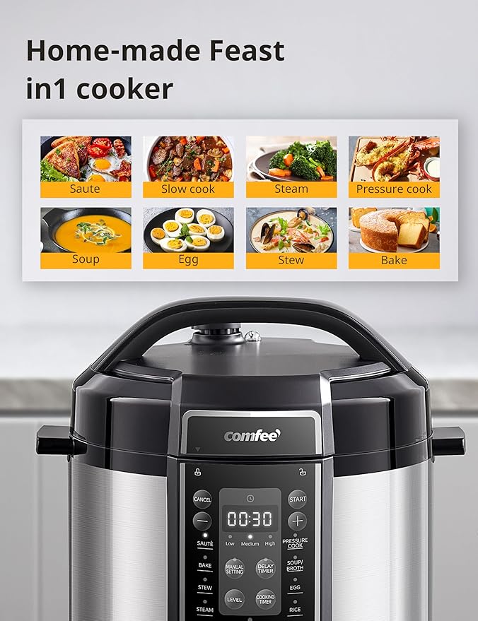 Open Box Deal – COMFEE’ 6-Quart Multi-Functional Pressure Cooker with 13 Cooking Presets and Healthy Ceramic Inner Pot (Like New Condition)