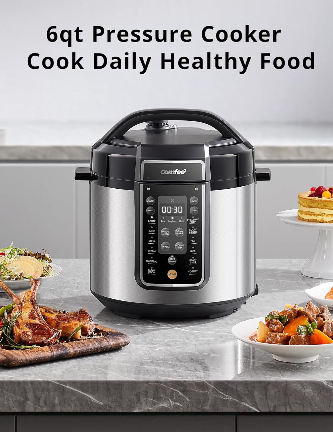 Open Box Deal – COMFEE’ 6-Quart Multi-Functional Pressure Cooker with 13 Cooking Presets and Healthy Ceramic Inner Pot (Like New Condition)